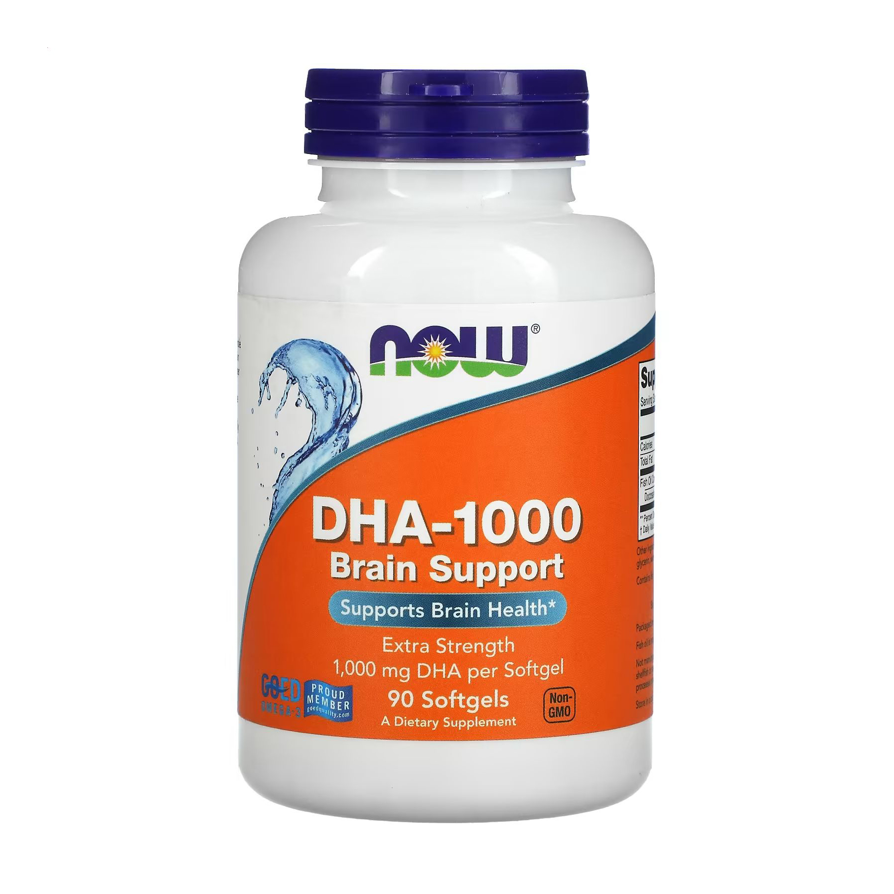 Риб'ячий жир (ДГК) для поліпшення роботи мозку NOW foods DHA-1000 Brain Support 1000 мг, 90 гелевих капсул